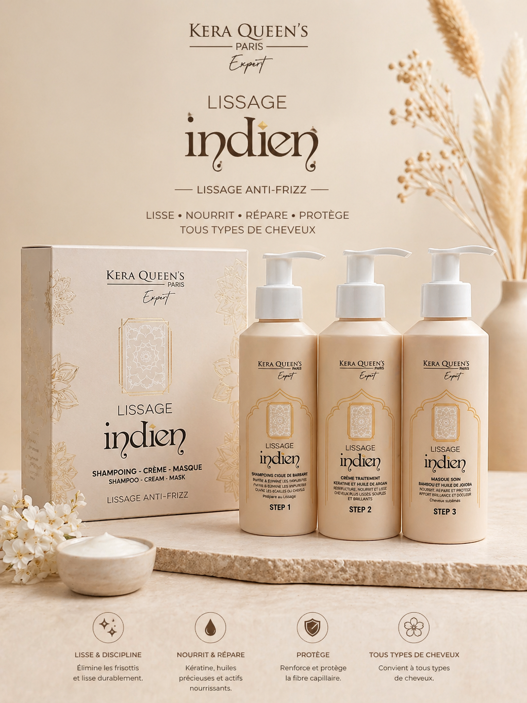 LISSAGE INDIEN ANTI-FRIZZ 3x150ml