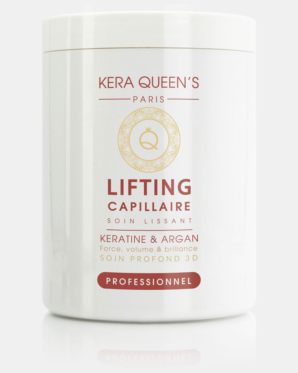 Soin Lifting Kératine et Argan boitier de 1000 ml en blanc