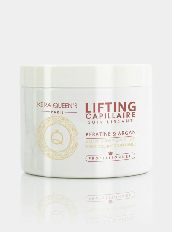 Soin Lifting Kératine et Argan 500 ml boitier blanc avec du rouge