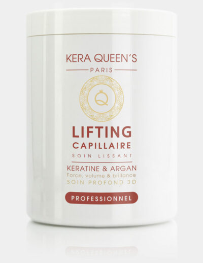 Soin Lifting Kératine et Argan boitier de 1000 ml en blanc