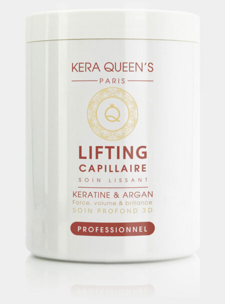 Soin Lifting Kératine et Argan boitier de 1000 ml en blanc