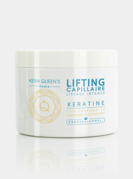 Soin Lifting Kératine intense 500 ml boitier blanc avec de l'écriture en bleu