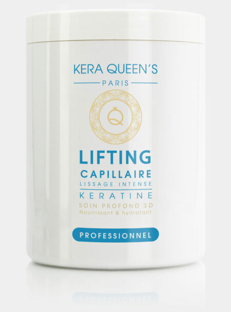 Soin Lifting Kératine Intense Boitier blanc avec de l'écriture bleu contenant 1000 ml