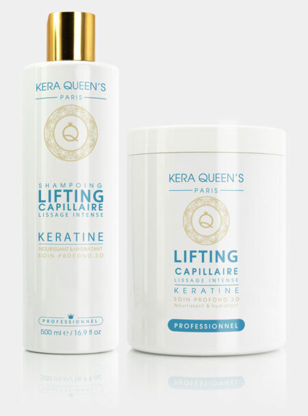 Gamme Lifting Kératine Intense avec une bouteille de shampoing 500 ml et un masque 1000 ml