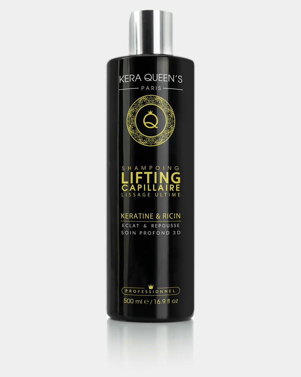 Le Shampoing Lifting Kératine et Ricin sans sulfate et sans parabène rendra votre chevelure plus soyeuse, saine et brillante.
