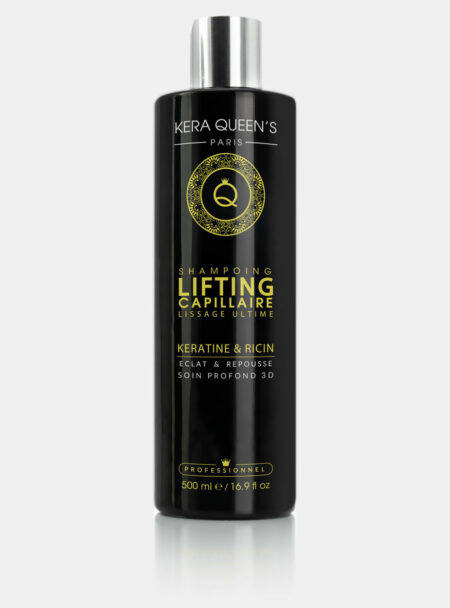 Le Shampoing Lifting Kératine et Ricin sans sulfate et sans parabène rendra votre chevelure plus soyeuse, saine et brillante.